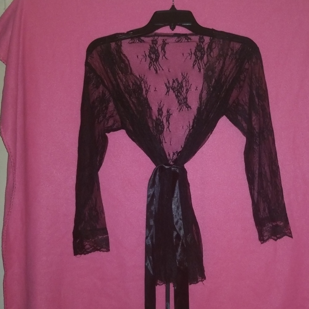 Black Lace Mini Robe - Picture 3 of 3